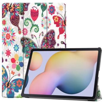 Tok álló, bőr hatású (aktív FLIP, oldalra nyíló, TRIFOLD asztali tartó funkció, virág minta) FEHÉR Samsung Galaxy Tab S7 Plus WIFI 5G (SM-T976) kép