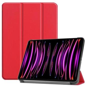 Tok álló, bőr hatású (aktív FLIP, oldalra nyíló, TRIFOLD, asztali tartó) PIROS Apple IPAD Air 13 (2024) kép