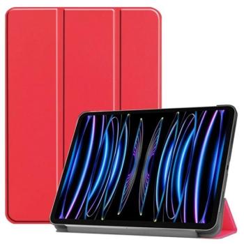 Tok álló, bőr hatású (aktív FLIP, oldalra nyíló, TRIFOLD, asztali tartó) PIROS Apple IPAD Pro 11 (2024) kép