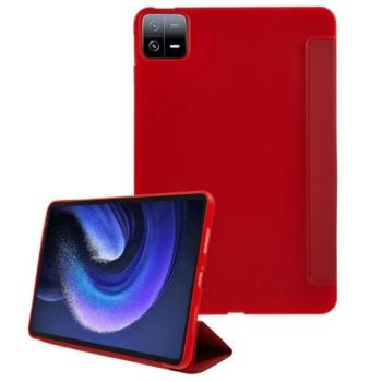 Tok álló, bőr hatású (aktív FLIP, oldalra nyíló, TRIFOLD, asztali tartó) PIROS Xiaomi Pad 6 kép