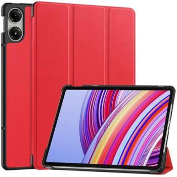 Tok álló, bőr hatású (aktív FLIP, oldalra nyíló, TRIFOLD, asztali tartó) PIROS Xiaomi Redmi Pad Pro kép