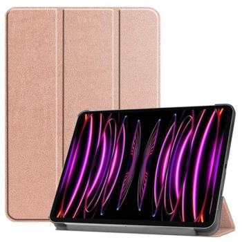 Tok álló, bőr hatású (aktív FLIP, oldalra nyíló, TRIFOLD, asztali tartó) ROZÉARANY Apple IPAD Air 13 (2024) kép
