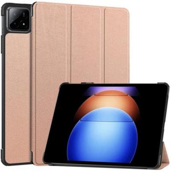 Tok álló, bőr hatású (aktív FLIP, oldalra nyíló, TRIFOLD, asztali tartó) ROZÉARANY Xiaomi Pad 6S Pro kép
