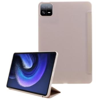 Tok álló, bőr hatású (aktív FLIP, oldalra nyíló, TRIFOLD, asztali tartó) RÓZSASZÍN Xiaomi Pad 6 kép