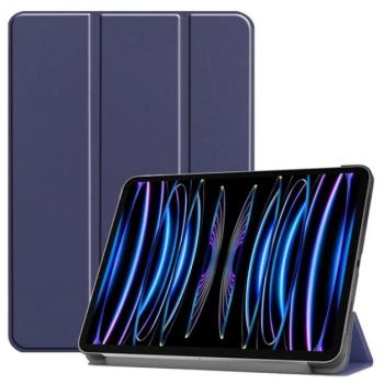 Tok álló, bőr hatású (aktív FLIP, oldalra nyíló, TRIFOLD, asztali tartó) SÖTÉTKÉK Apple IPAD Pro 11 (2024) kép