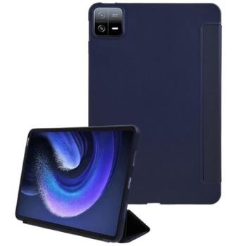Tok álló, bőr hatású (aktív FLIP, oldalra nyíló, TRIFOLD, asztali tartó) SÖTÉTKÉK Xiaomi Pad 6 kép