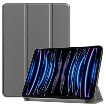 Tok álló, bőr hatású (aktív FLIP, oldalra nyíló, TRIFOLD, asztali tartó) SÖTÉTSZÜRKE Apple IPAD Pro 11 (2024) kép