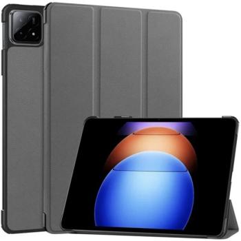Tok álló, bőr hatású (aktív FLIP, oldalra nyíló, TRIFOLD, asztali tartó) SÖTÉTSZÜRKE Xiaomi Pad 6S Pro kép