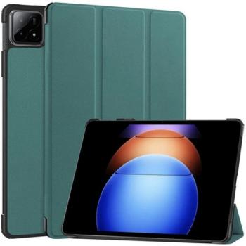 Tok álló, bőr hatású (aktív FLIP, oldalra nyíló, TRIFOLD, asztali tartó) SÖTÉTZÖLD Xiaomi Pad 6S Pro kép