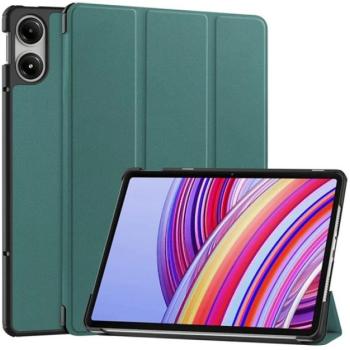 Tok álló, bőr hatású (aktív FLIP, oldalra nyíló, TRIFOLD, asztali tartó) SÖTÉTZÖLD Xiaomi Redmi Pad Pro kép