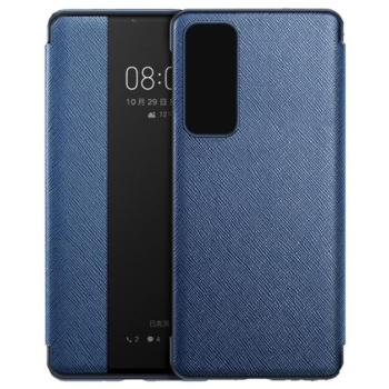 Tok álló, bőr hatású (aktív FLIP, oldalra nyíló, View Window, textil minta) KÉK Huawei P40 kép