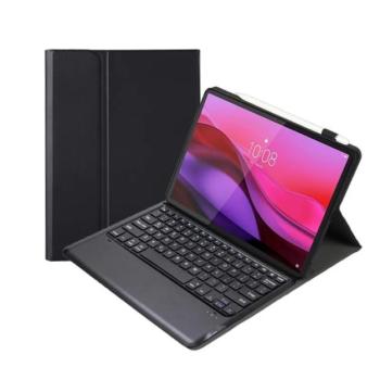 Tok álló, bőr hatású (FLIP, bluetooth billentyűzet, asztali tartó, QWERTY, angol nyelvű, ceruza tartó) FEKETE Lenovo Yoga Tab Plus (TB520FU) kép