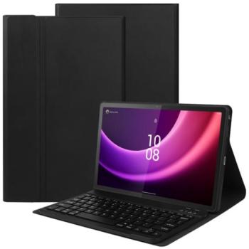 Tok álló, bőr hatású (FLIP, bluetooth billentyűzet, asztali tartó, QWERTY, angol nyelvű, érintőceruza tartó) FEKETE Lenovo Tab P11 Gen2 (TB350) kép