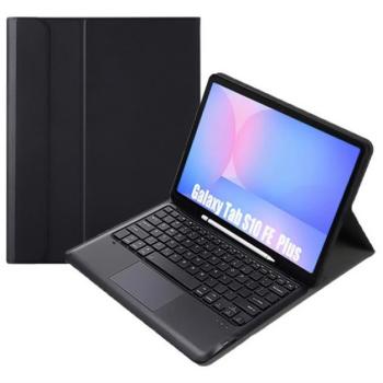 Tok álló, bőr hatású (FLIP, bluetooth billentyűzet, asztali tartó, QWERTY, angol nyelvű) FEKETE Samsung Galaxy Tab S10 FE Plus WIFI (SM-X626), Galaxy Tab S10 FE Plus LTE (SM-X620) kép