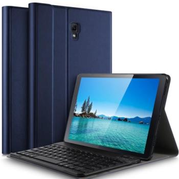 Tok álló, bőr hatású (FLIP, bluetooth billentyűzet, asztali tartó, QWERTY, angol nyelvű) SÖTÉTKÉK Samsung Galaxy Tab A 10.5 WIFI (2018) SM-T590, Samsung Galaxy Tab A 10.5 LTE (2018) SM-T595 kép