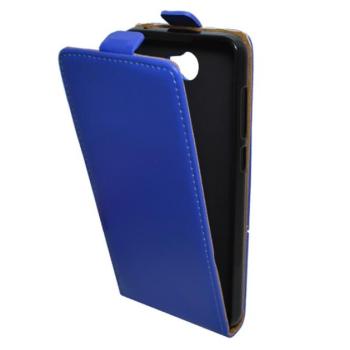 Tok álló, bőr hatású (FLIP, lefelé nyíló, szilikon tartó) KÉK Huawei Y6 II Compact, Huawei Y5 II (Y5-2) kép
