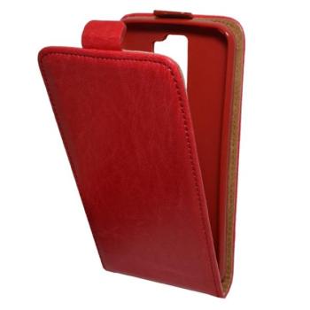 Tok álló, bőr hatású (FLIP, lefelé nyíló, szilikon tartó) PIROS LG K8 (K350n) kép