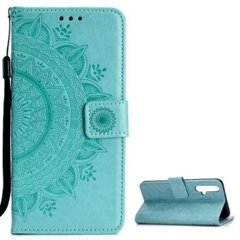 Tok álló, bőr hatású (FLIP, oldalra nyíló, asztali tartó, csuklópánt, mandala) CYAN Huawei Nova 5T, Honor 20 kép