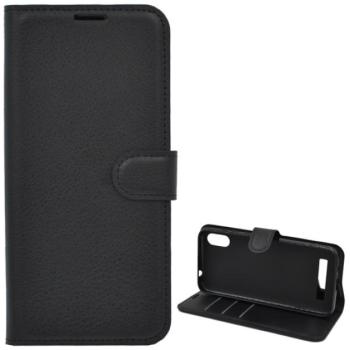 Tok álló, bőr hatású (FLIP, oldalra nyíló, asztali tartó funkció) FEKETE Doogee X90, Doogee X90L kép