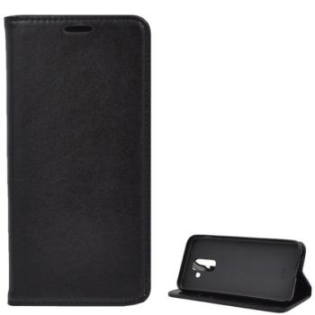 Tok álló, bőr hatású (FLIP, oldalra nyíló, asztali tartó funkció) FEKETE Samsung Galaxy A6+ (2018) SM-A605F kép
