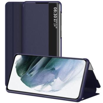 Tok álló, bőr hatású (FLIP, oldalra nyíló, asztali tartó funkció, hívószámkijelzés, View Window) SÖTÉTKÉK Xiaomi Redmi Note 12 5G kép