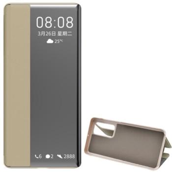 Tok álló, bőr hatású (FLIP, oldalra nyíló, asztali tartó funkció, hívószámkijelzés, Window) BARNA Huawei P40 kép