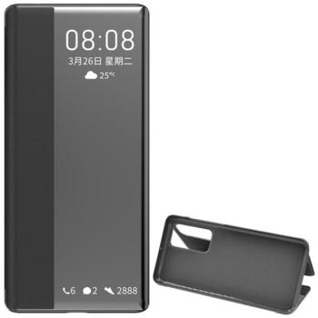 Tok álló, bőr hatású (FLIP, oldalra nyíló, asztali tartó funkció, hívószámkijelzés, Window) FEKETE Huawei P40 kép