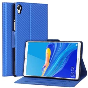 Tok álló, bőr hatású (FLIP, oldalra nyíló, asztali tartó funkció, karbon minta) KÉK Huawei MediaPad M6 8.4 LTE, Huawei MediaPad M6 8.4 WIFI kép