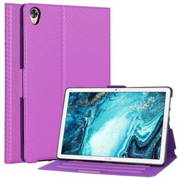 Tok álló, bőr hatású (FLIP, oldalra nyíló, asztali tartó funkció, karbon minta) LILA Huawei MediaPad M6 10.8 WIFI, Huawei MediaPad M6 10.8 LTE kép