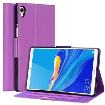 Tok álló, bőr hatású (FLIP, oldalra nyíló, asztali tartó funkció, karbon minta) LILA Huawei MediaPad M6 8.4 LTE, Huawei MediaPad M6 8.4 WIFI kép