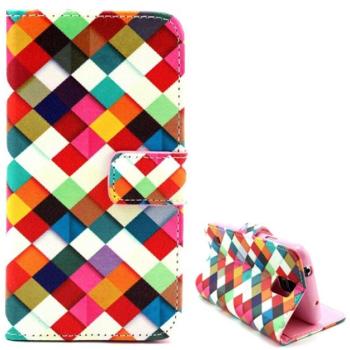 Tok álló, bőr hatású (FLIP, oldalra nyíló, asztali tartó funkció, kockás) SZÍNES Samsung Galaxy S5 (SM-G900) kép