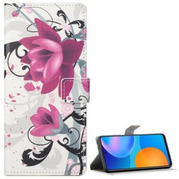 Tok álló, bőr hatású (FLIP, oldalra nyíló, asztali tartó funkció, lótuszvirág minta) FEHÉR Samsung Galaxy S21 Plus (SM-G996) 5G kép