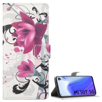 Tok álló, bőr hatású (FLIP, oldalra nyíló, asztali tartó funkció, lótuszvirág minta) FEHÉR Xiaomi Mi 10T 5G, Xiaomi Mi 10T Pro 5G kép