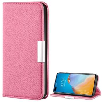 Tok álló, bőr hatású (FLIP, oldalra nyíló, asztali tartó funkció, mágneses, elegáns fémcsat, prémium) RÓZSASZÍN Huawei P40 Pro 5G kép
