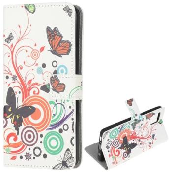 Tok álló, bőr hatású (FLIP, oldalra nyíló, asztali tartó funkció, pillangó, kör minta) FEHÉR Samsung Galaxy A42 5G (SM-A425F) kép