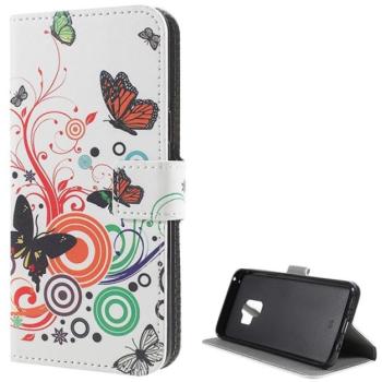 Tok álló, bőr hatású (FLIP, oldalra nyíló, asztali tartó funkció, pillangó, kör minta) FEHÉR Samsung Galaxy S9 (SM-G960) kép