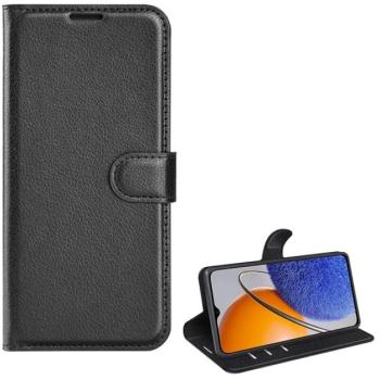 Tok álló, bőr hatású (FLIP, oldalra nyíló, asztali tartó funkció, prémium) FEKETE Huawei Nova Y61 kép