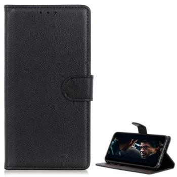 Tok álló, bőr hatású (FLIP, oldalra nyíló, asztali tartó funkció, prémium) FEKETE Huawei P40 Lite E / Y7p kép
