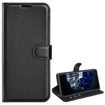 Tok álló, bőr hatású (FLIP, oldalra nyíló, asztali tartó funkció, prémium) FEKETE Huawei P60 Pro kép