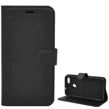 Tok álló, bőr hatású (FLIP, oldalra nyíló, asztali tartó funkció, prémium) FEKETE Huawei P9 Lite Mini kép