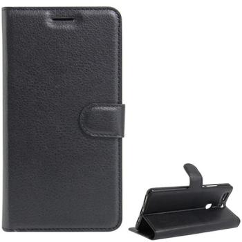 Tok álló, bőr hatású (FLIP, oldalra nyíló, asztali tartó funkció, prémium) FEKETE Huawei P9 Plus kép