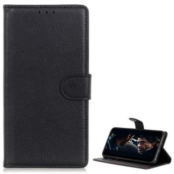 Tok álló, bőr hatású (FLIP, oldalra nyíló, asztali tartó funkció, prémium) FEKETE Huawei Y5p, Honor 9S kép
