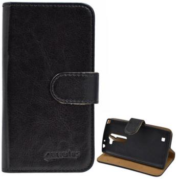 Tok álló, bőr hatású (FLIP, oldalra nyíló, asztali tartó funkció, prémium) FEKETE LG G4c (H525n) kép