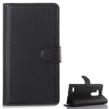 Tok álló, bőr hatású (FLIP, oldalra nyíló, asztali tartó funkció, prémium) FEKETE LG G4S Beat (H735) kép