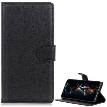 Tok álló, bőr hatású (FLIP, oldalra nyíló, asztali tartó funkció, prémium) FEKETE Samsung Galaxy Note 10 Plus (SM-N975F), Samsung Galaxy Note 10 Plus 5G (SM-N976F) kép