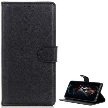 Tok álló, bőr hatású (FLIP, oldalra nyíló, asztali tartó funkció, prémium) FEKETE Samsung Galaxy S10 Lite (SM-G770F) kép