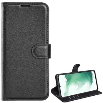 Tok álló, bőr hatású (FLIP, oldalra nyíló, asztali tartó funkció, prémium) FEKETE Samsung Galaxy S23 Plus (SM-S916) kép