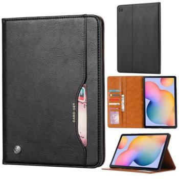 Tok álló, bőr hatású (FLIP, oldalra nyíló, asztali tartó funkció, prémium) FEKETE Samsung Galaxy Tab S6 Lite 10.4 WIFI (SM-P610) 2020, Samsung Galaxy Tab S6 Lite 10.4 LTE (SM-P615) 2020, Sam kép