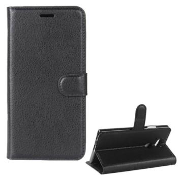 Tok álló, bőr hatású (FLIP, oldalra nyíló, asztali tartó funkció, prémium) FEKETE Sony Xperia L2 (H4311) kép