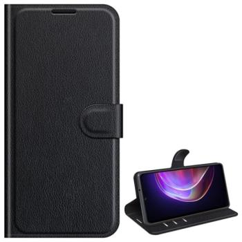 Tok álló, bőr hatású (FLIP, oldalra nyíló, asztali tartó funkció, prémium) FEKETE Vivo V21 5G kép